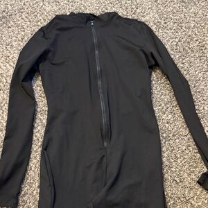 Black Long Sleeve Zip-Front Jumpsuit
